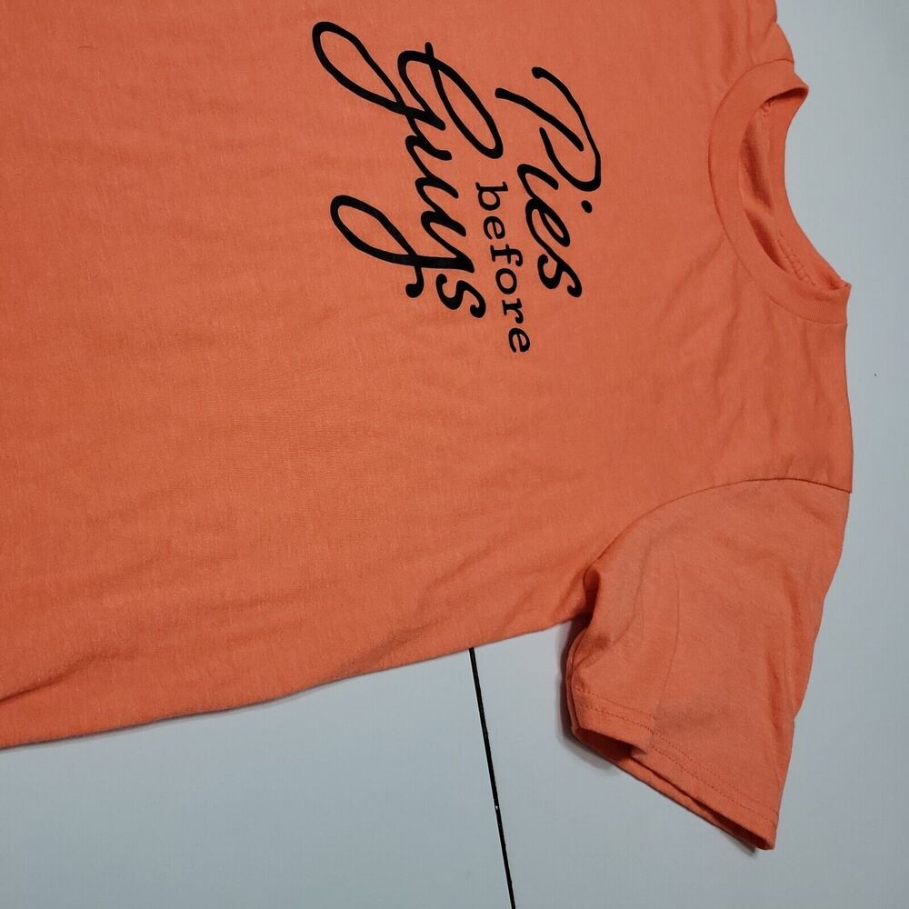 Bella + Canvas Women S Graphic T-Shirt Heathered Orange Pies Before Guys Holiday - Picture 2 of 12
